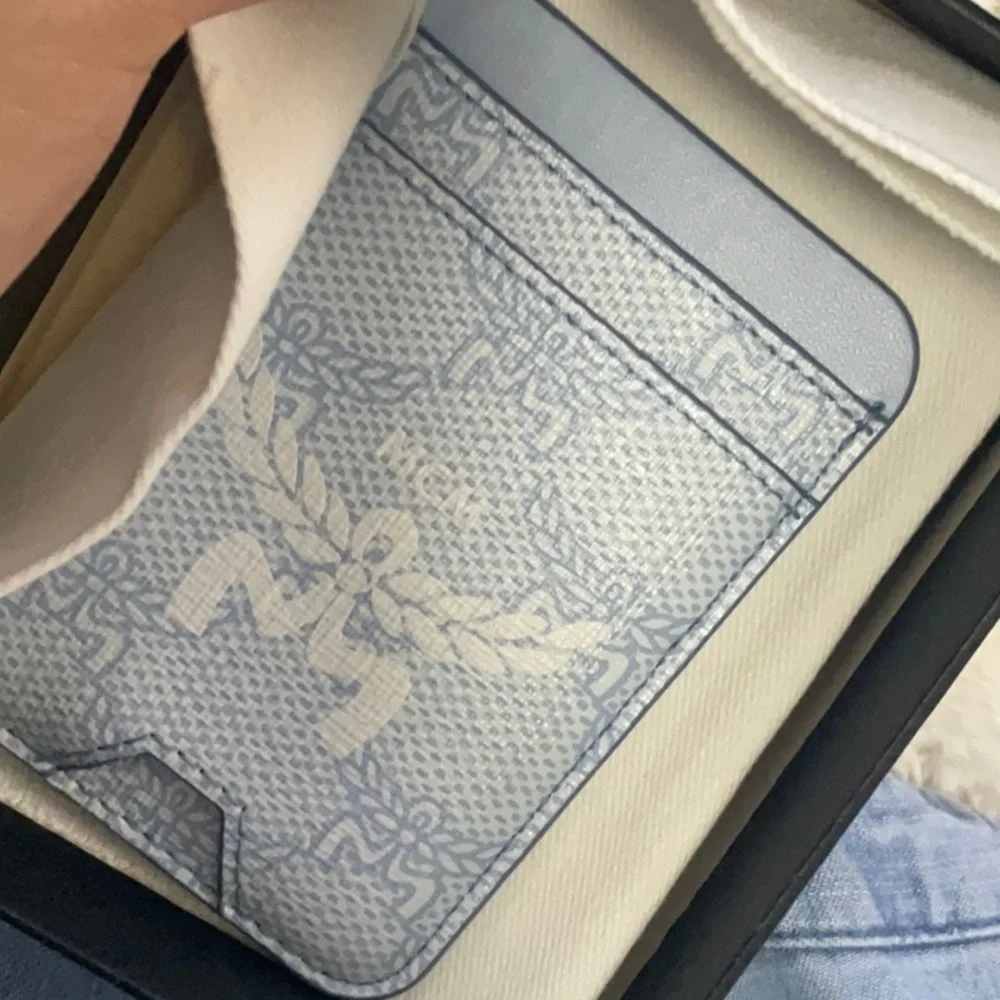 MCM Pale Blue Logo Card Case for Phone